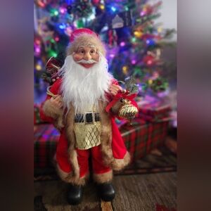 Festive Santa Claus 22" Holiday Figurine - Red and Gold